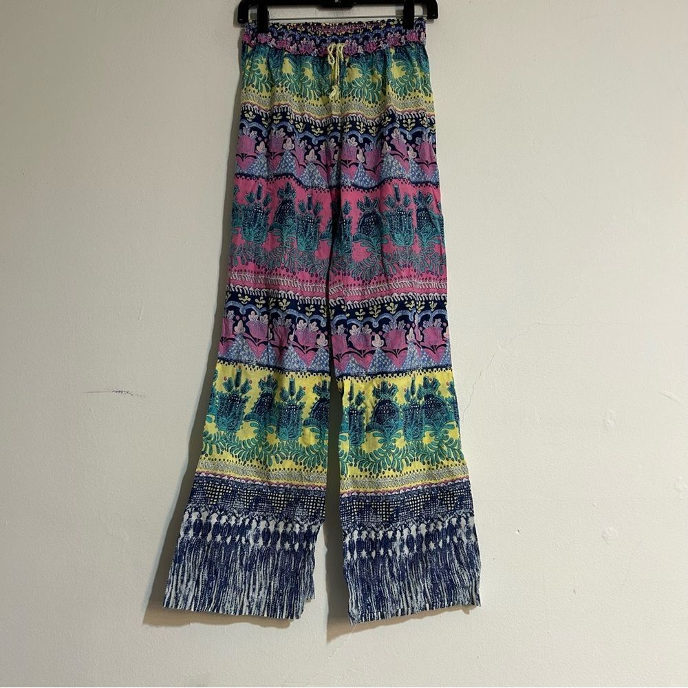Anthropologie E by Eloise Multicolor Printed Wide Leg Sleep Lounge Pants Boho